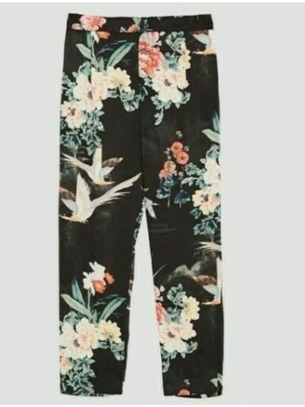 ZARA Floral Printed Satin Trousers Pants Size Small